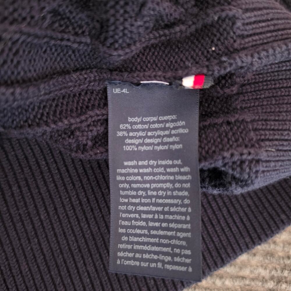 Tommy Hilfiger Women's 1X Fair Isle Cable Knit Sweater Navy Blue Red White - Picture 6 of 9